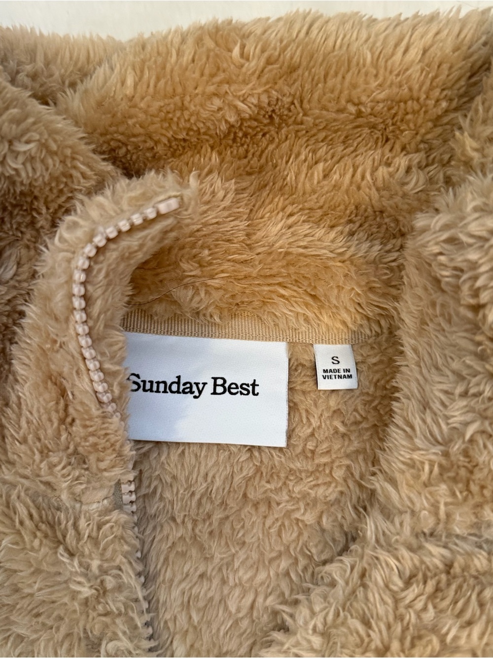Aritzia Sunday Best Teddy 1/4 zip Plush Quarter-Zip Jacket - Camel - Picture 3 of 4